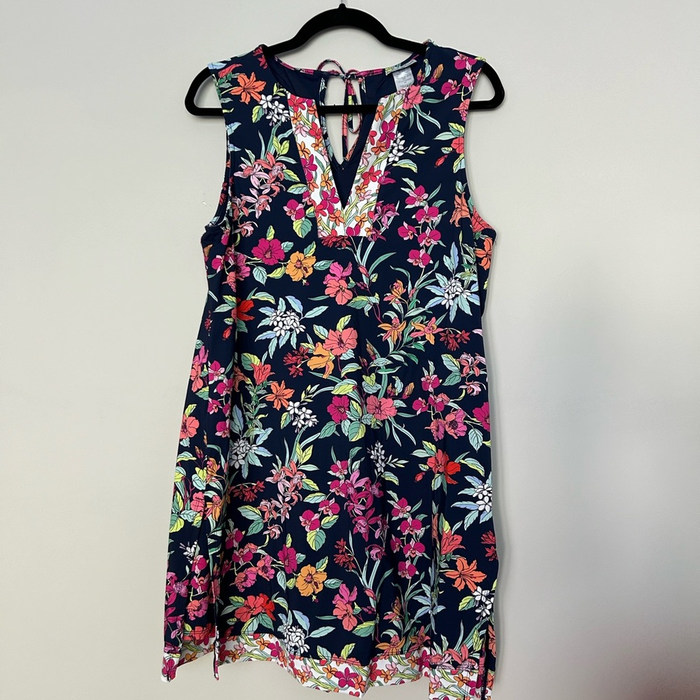 Summer Floral Split V-Neck Short Swim Dress - Picture 2 of 4